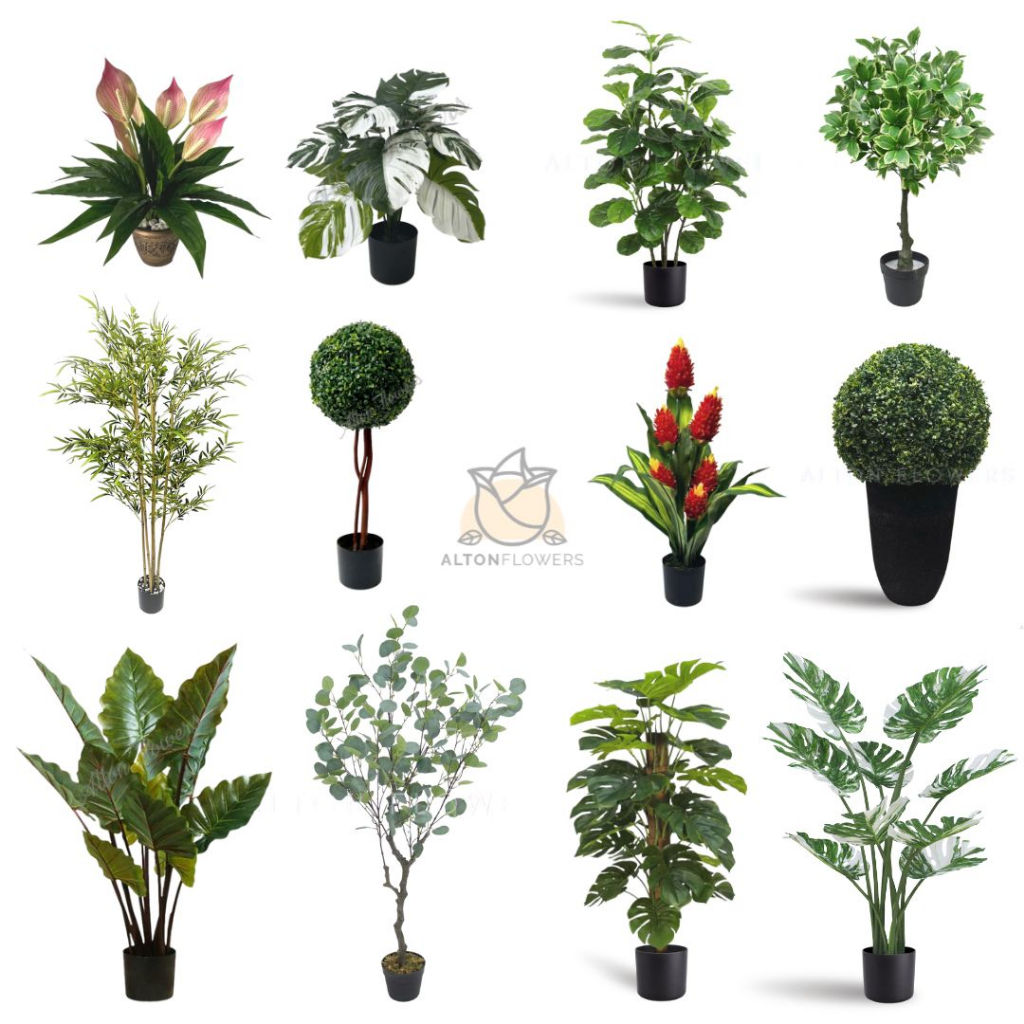 SO MANY KINDS! Artificial Plants 45-160cm Indoor Outdoor Types Leaves ...