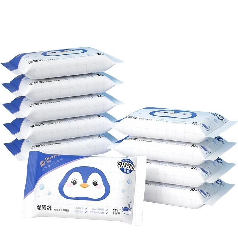 (READY STOCK)5 Packs DEEYEO Toilet Flushable Wet Wipes (10pcs/pack