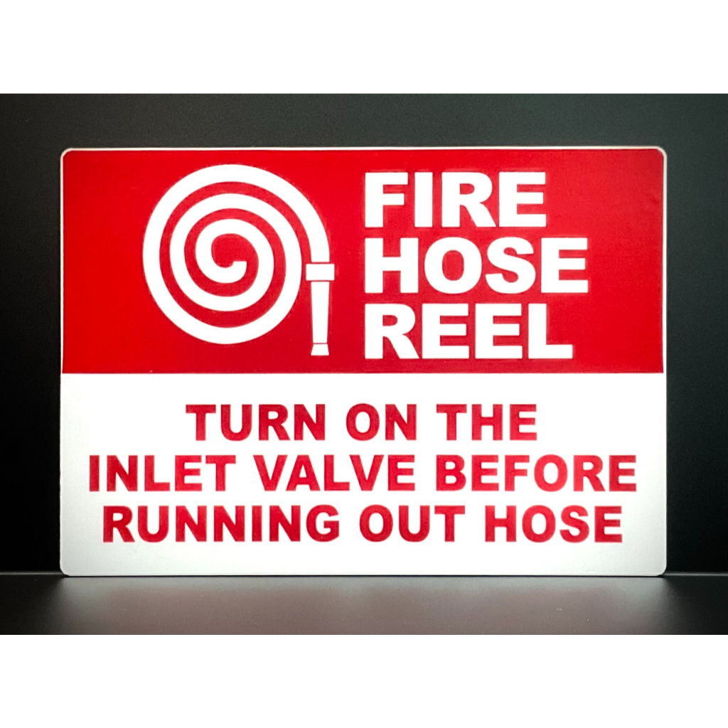 Rectangular Red And White Fire Hose Reel sticker, Dimension