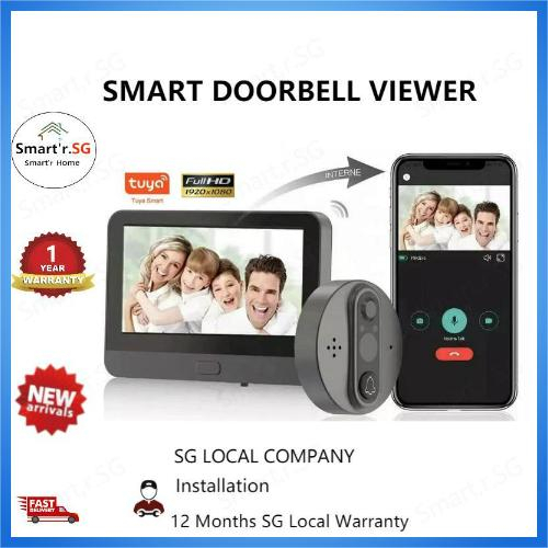 tuya wifi Smart Peephole Viewer Doorbell 4.3 inch LCD screen night ...