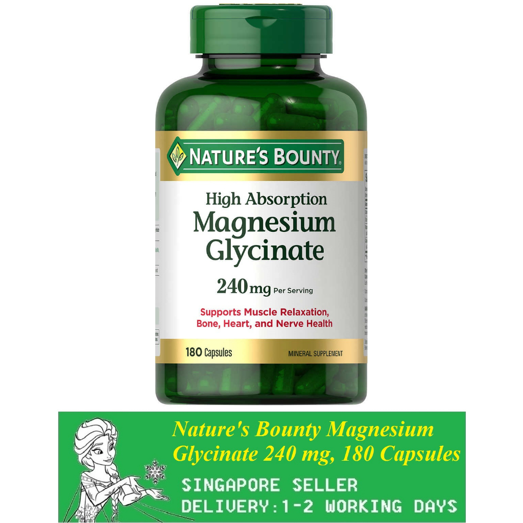 Nature's Bounty Magnesium Glycinate 240 mg, 180 Capsules(Exp01/2027