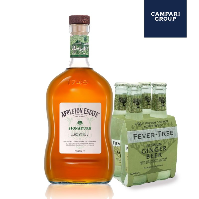 Dark and Stormy Cocktail Appleton Estate Signature Blend Rum 750ml and Ginger Beer Kit 4x200ml