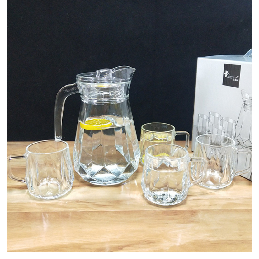Diamond Glass Water Jar 水壶and Water Cup Glass water Jar Shopee Singapore