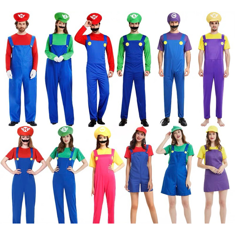 Sg Seller Adult Super Mario Luigi Halloween Dinner Dance Jumpsuit Cosplay Costume Play Party 9570