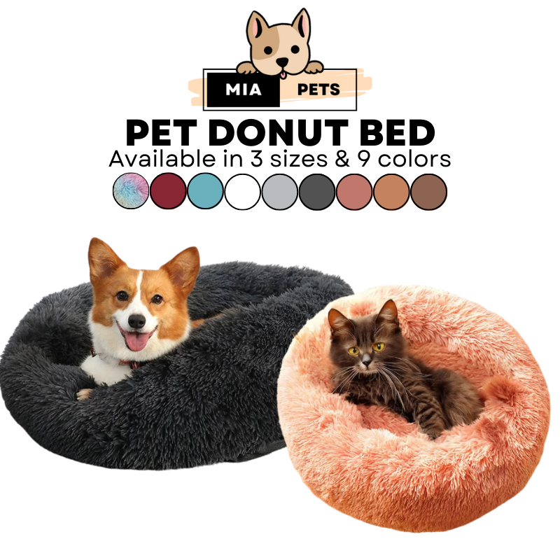 Super Soft Pet Donut Bed Plush Fleece Washable Pad For Dogs And