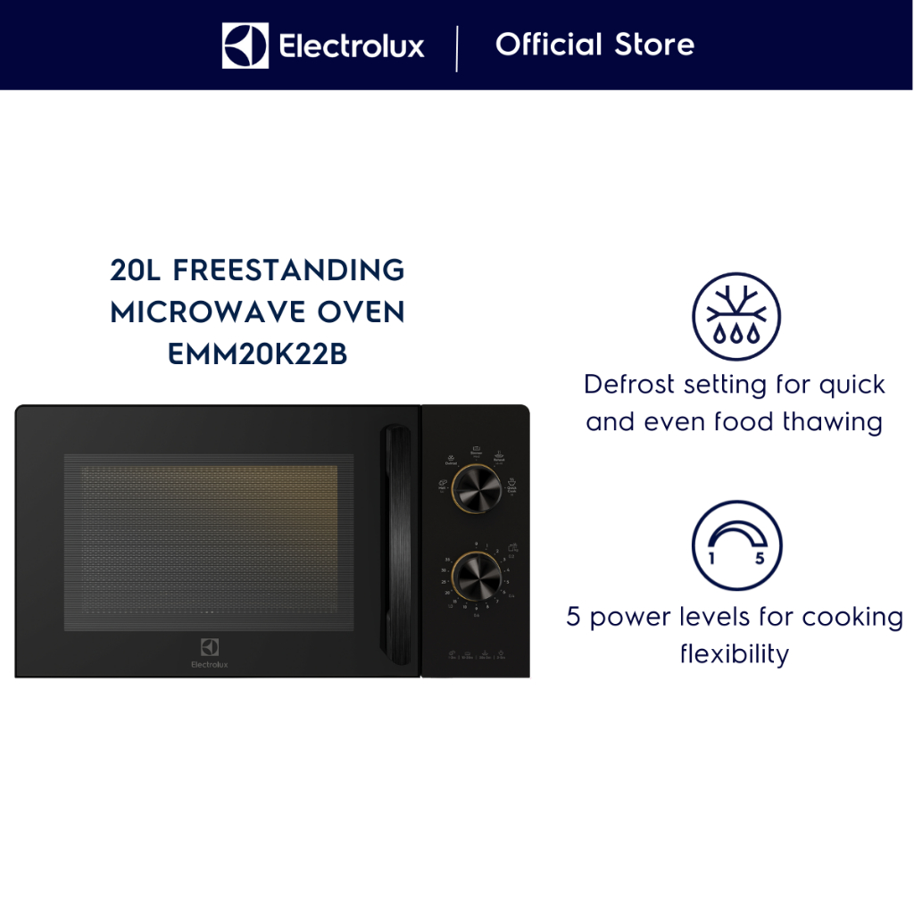 Electrolux EMM20K22B 20L UltimateTaste 300 Freestanding Microwave Oven