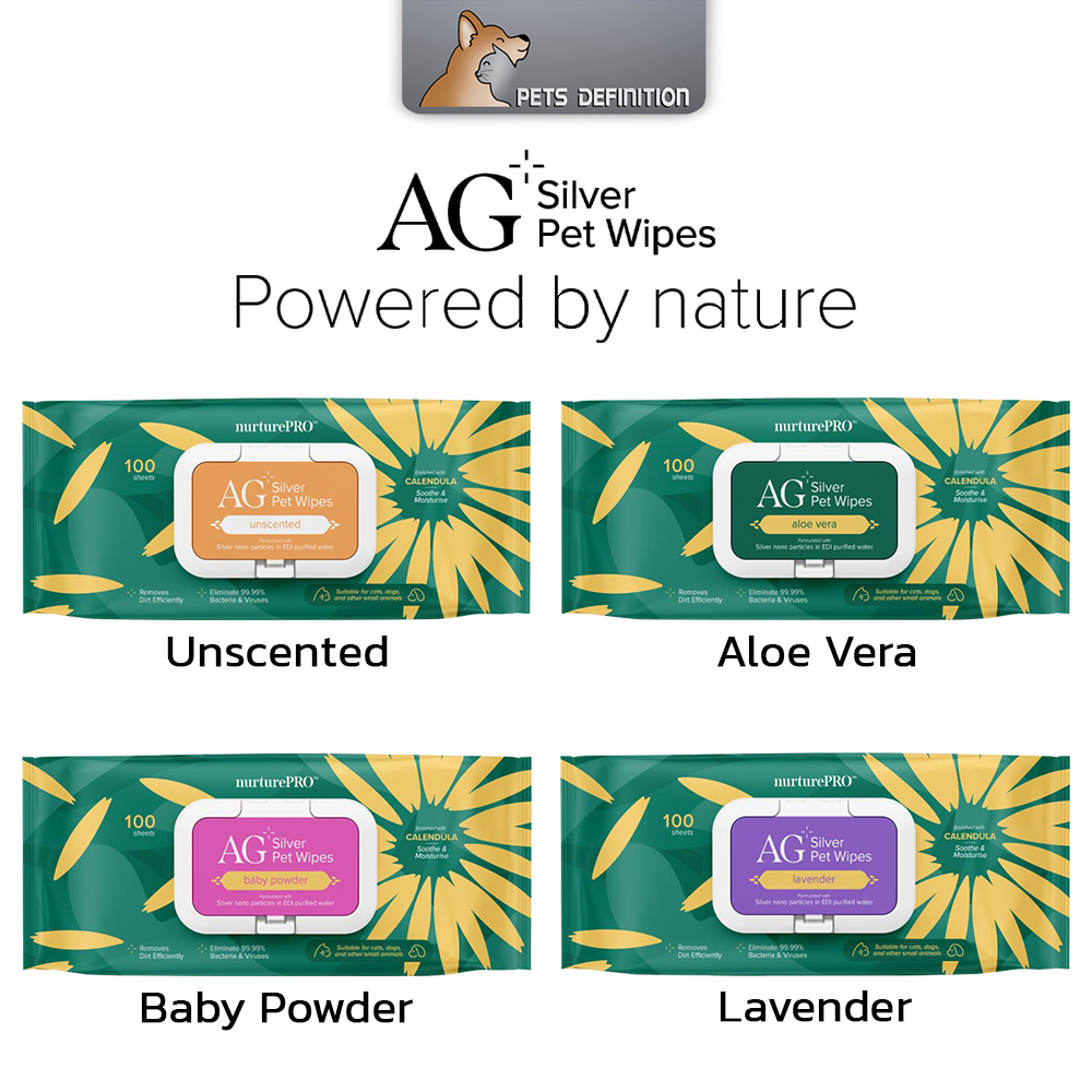 AG+ Silver Pet Wipes Unscented - Nurture Pro