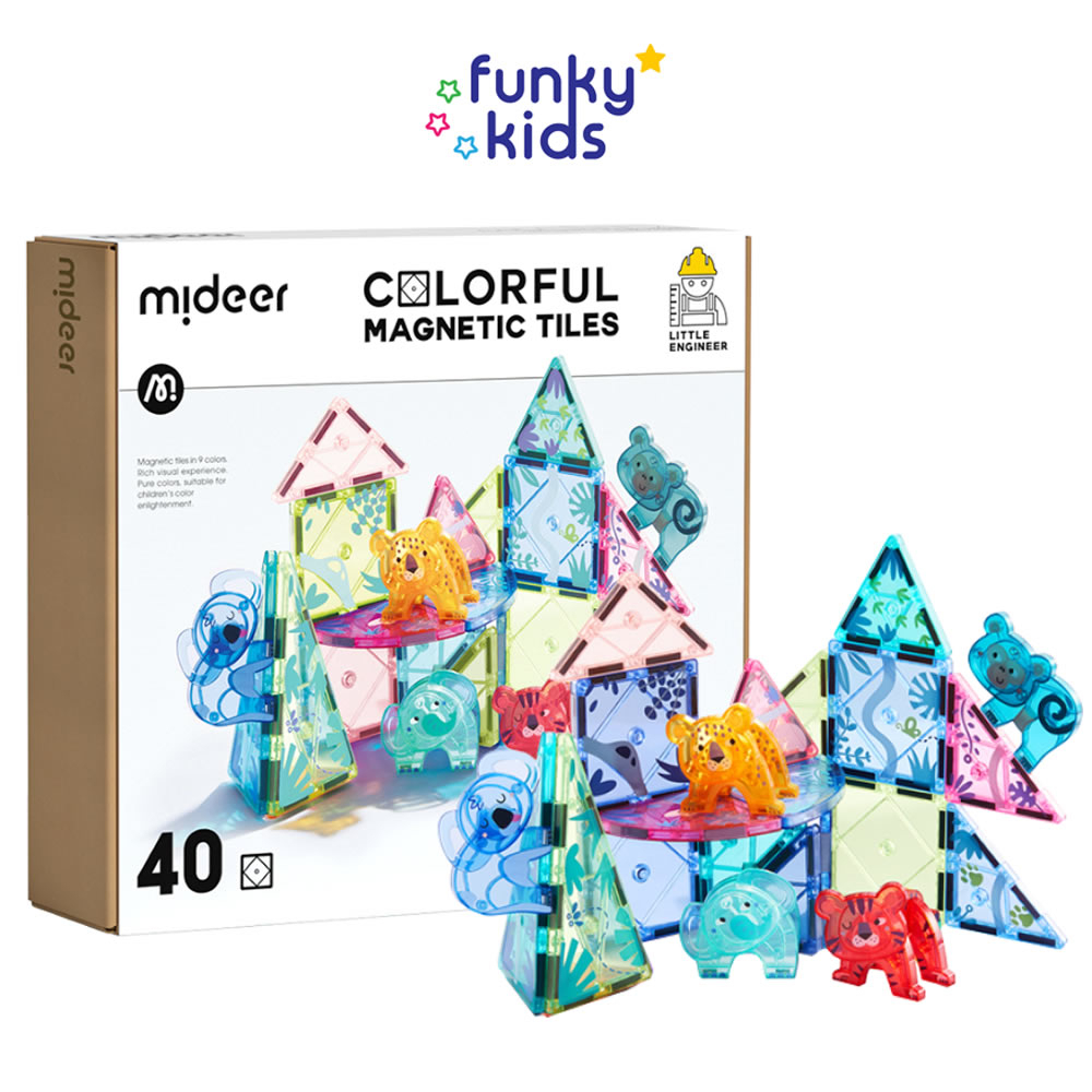 Mideer Colorful Magnetic Tiles - 40 PCS Magic Jungle | Shopee Singapore