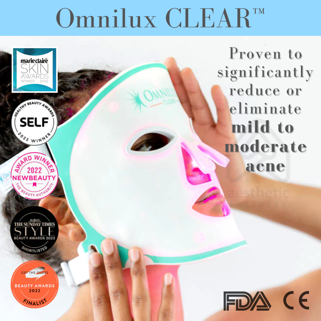 OMNILUX CLEAR Flexible Silicone Blue & Red Acne LED Face Mask Light ...