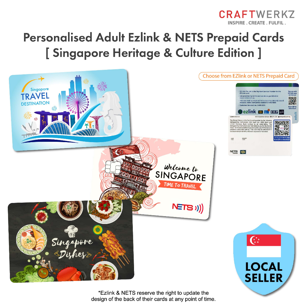 SG Heritage & Culture Edition] Personalised Adult Ezlink & NETS Prepaid  Cards