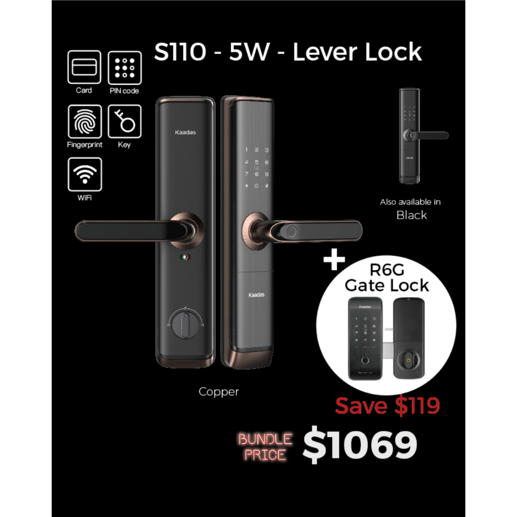 Kaadas S110 Digital Door Lock + Gate Lock Bundle (Authorised Reseller