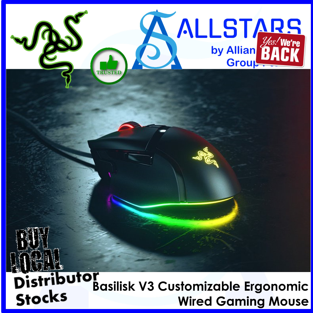 Razer Basilisk V3 Customizable Ergonomic Wired Gaming Mouse (RZ01 ...
