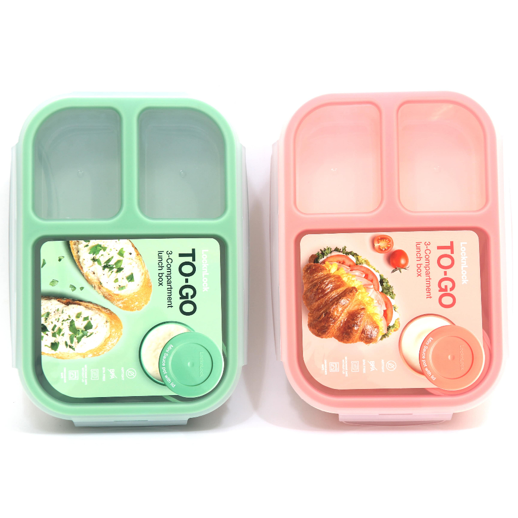 LocknLock TO GO 3 COMPARTMENT LUNCH BOX 980ml, / 1.5L (mint, pink ...