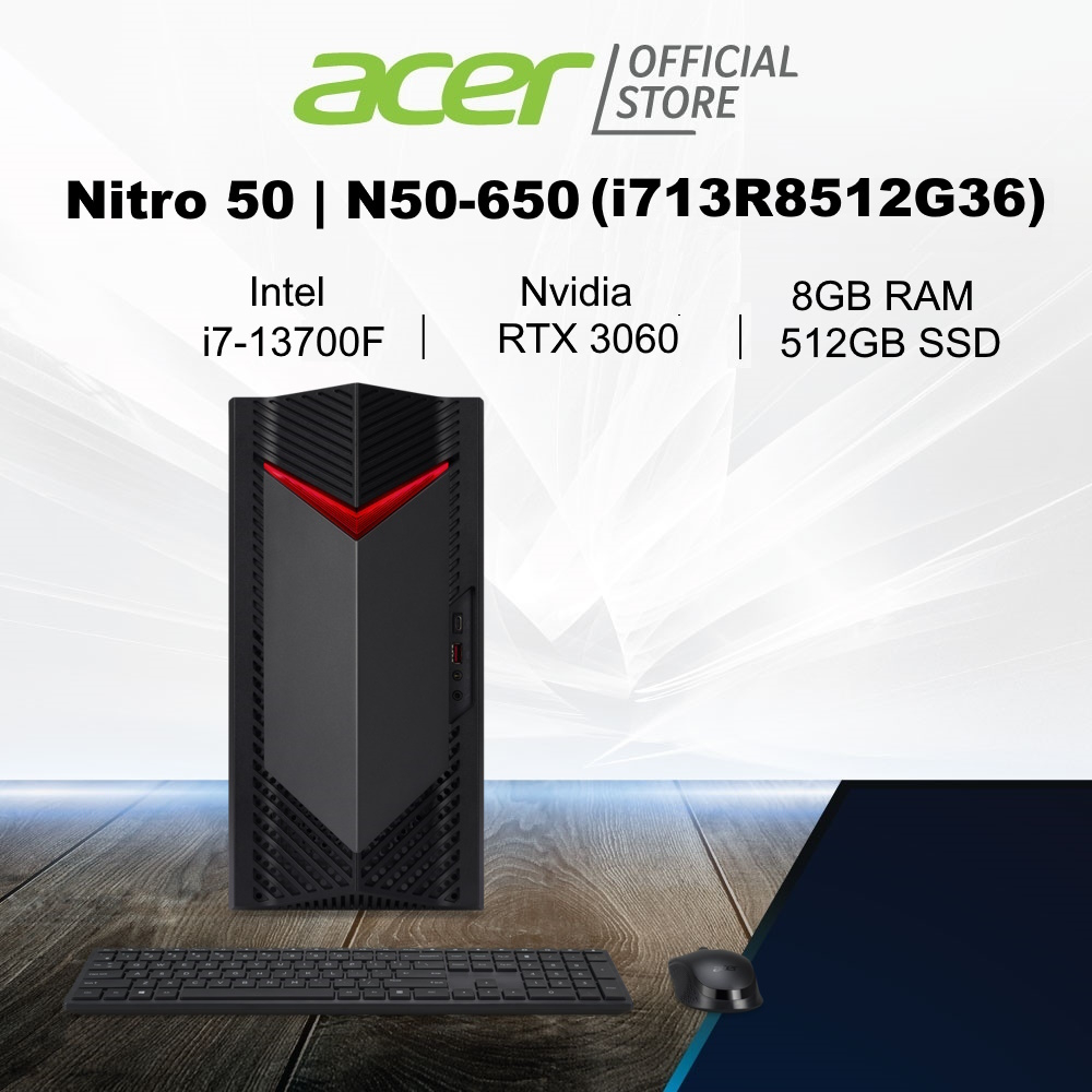 [NVIDIA RTX 3060] Acer Nitro 50 N50-650 (i713R8512G36) Gaming Desktop with 13th Gen Intel i7-13700F Processor