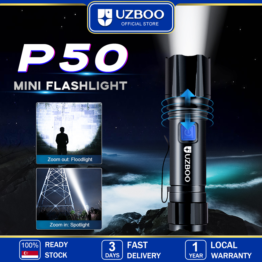 UZBOO Mini Flashlight LED Torch Light Telescopic Focus Flashlight