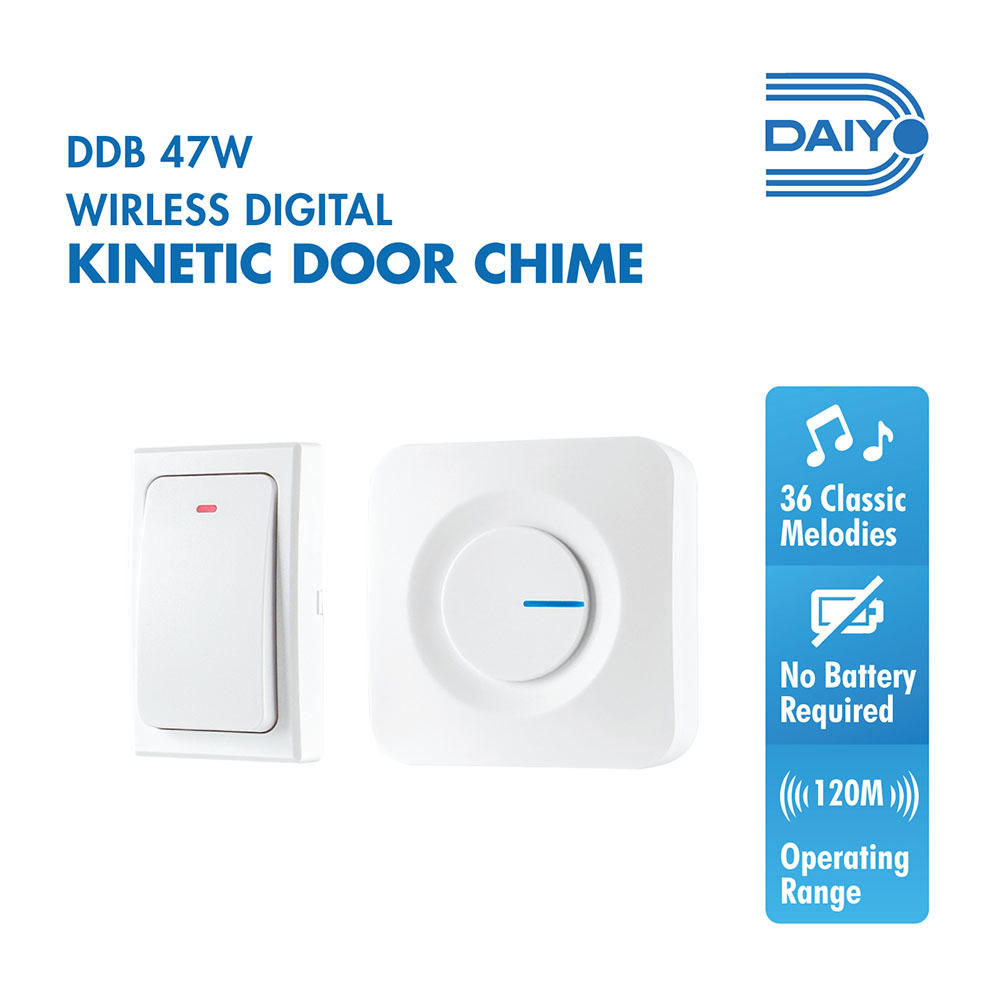 Daiyo DDB 47W Wireless Digital Kinetic Doorbell (Battery Free Switch ...
