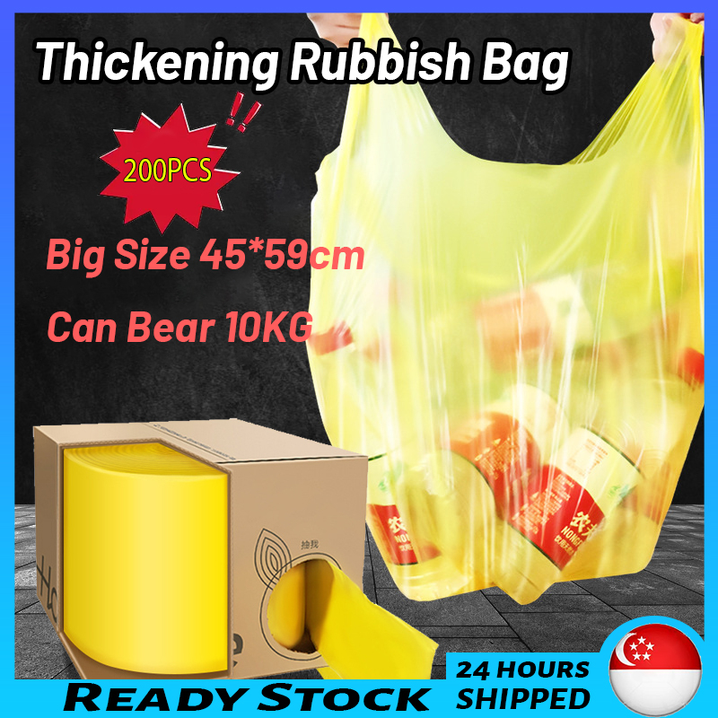🇸🇬 [READY STOCK] 200pcs 45*59cm Rubbish Bag Handle Breakpoint Thickened