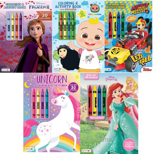 Coloring And Activity Book With Crayons : Frozen 2/Princess/Mickey