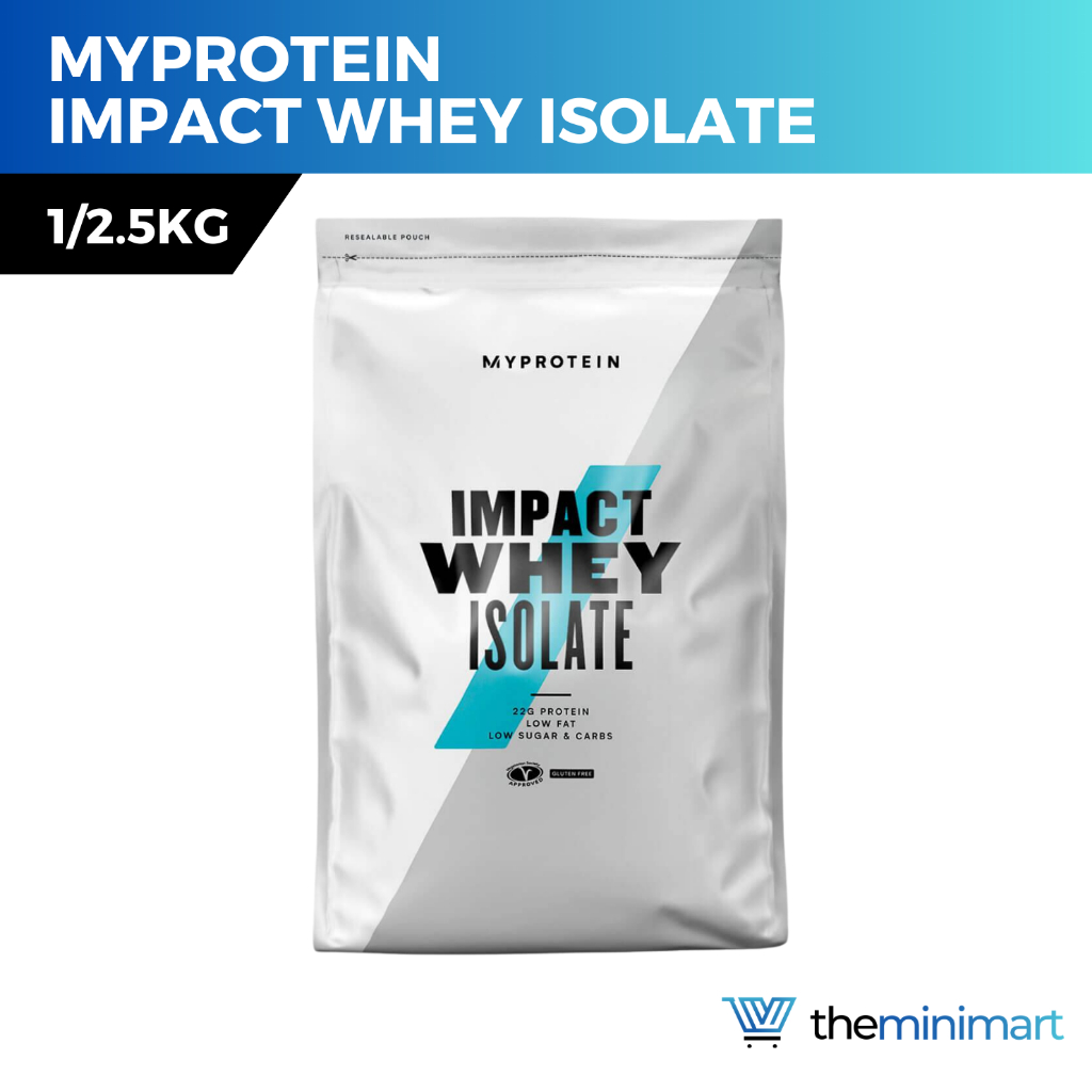 Myprotein Impact Whey Isolate Protein 1kg 2.5kg - Banana Chocolate Latte  Vanilla Salted Caramel Strawberry Unflavoured