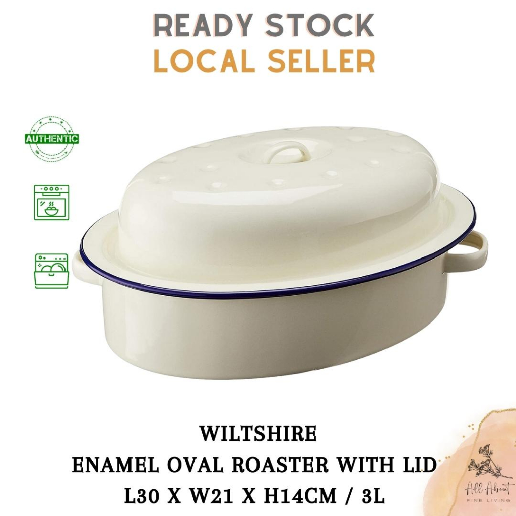 [ SG ][READY STOCK] Baking WILTSHIRE Enamel oval roaster with lid L30 x