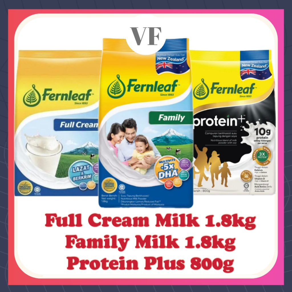 FERNLEAF Full Cream Milk 1.8kg, Family Milk Powder 1.8kg & Protein Plus