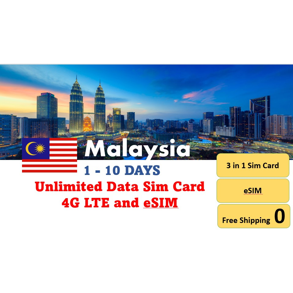 Malaysia SIM Card 4G LTE High speed Data Unlimited Data 110 days