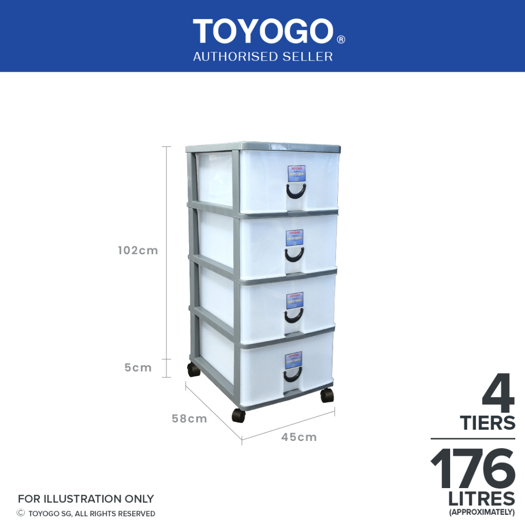 Toyogo 804-4 804-5 Plastic Storage Cabinet / Drawer With Wheels ...