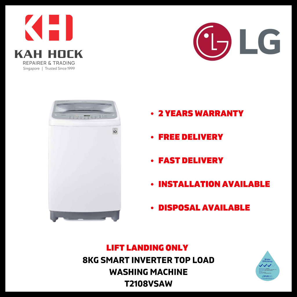 LG T2108VSAW 8KG SMART INVERTER TOP LOAD WASHING MACHINE 2 YEARS
