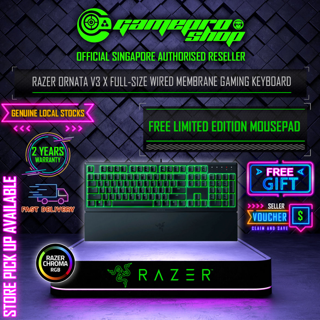 [Free Gift] Razer Ornata V3 X Full-Size Low-profile Wired Membrane ...