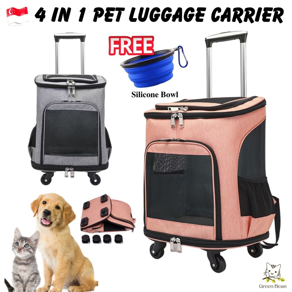 [SG STOCK] Cat Pet Dog luggage / Pet Carrier With Trolley / Dog Travel