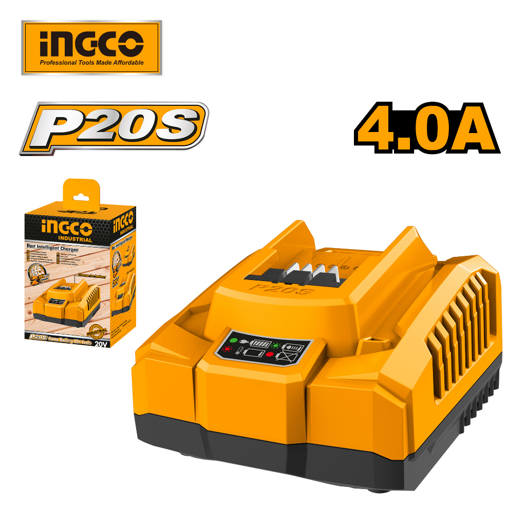 INGCO Tools 20V Fast Intelligent Charger FCLI20411 for P20S Power Tools
