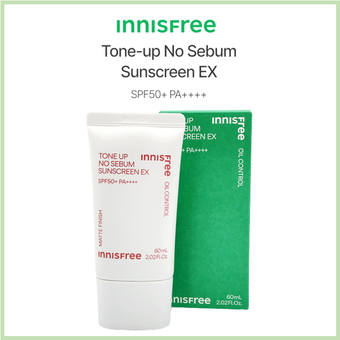 [Innisfree] Tone Up No Sebum Sunscreen EX SPF 50+ PA++++ 60mL Shopee