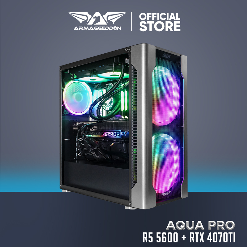 Armaggeddon Aqua Pro | R5 5600 + RTX 4070TI | Gaming PC | 16GB RGB RAM | 1TB SSD