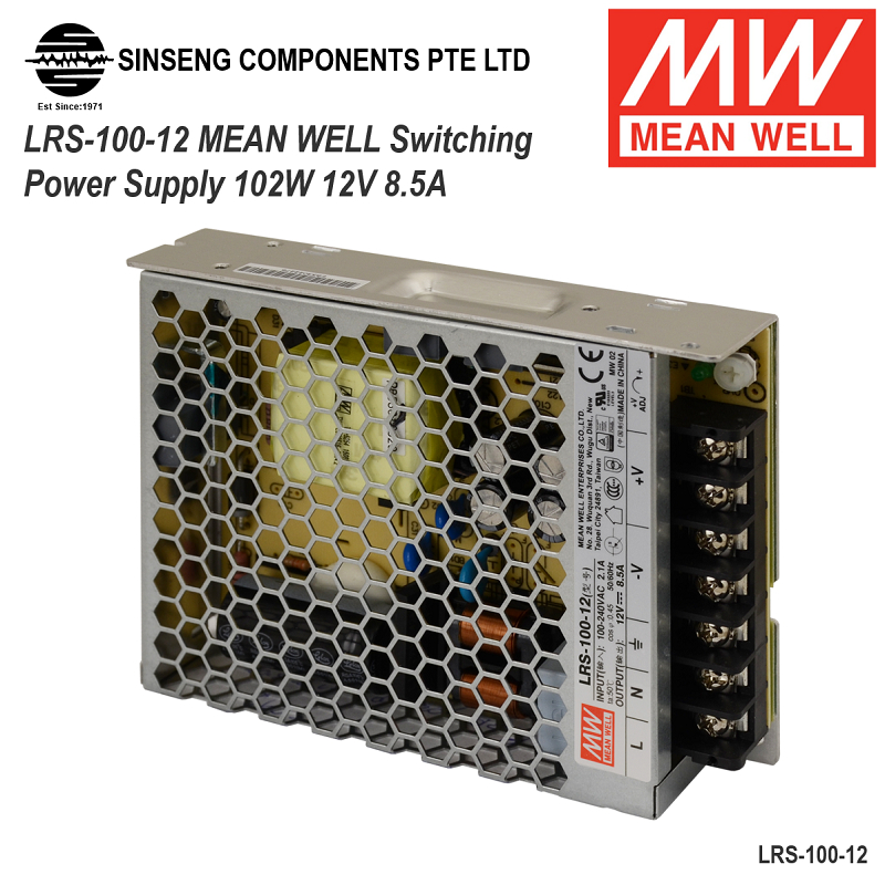 Meanwell LRS 100 12 MEAN WELL Switching Power Supply 12V 102W 8 5A Shopee Singapore