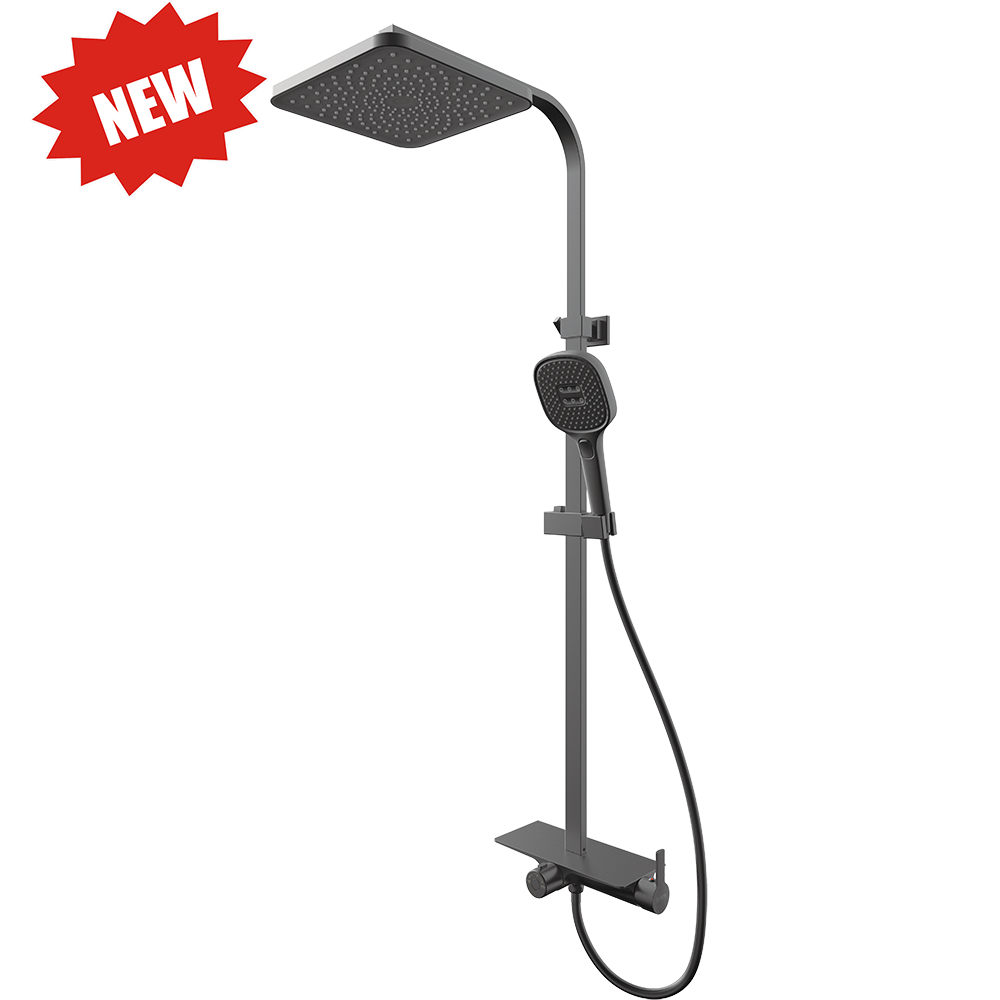RUBINE RAIN SHOWER WITH MIXER SET RSCDECKOSF4 (CHROME BLACK GUN METAL