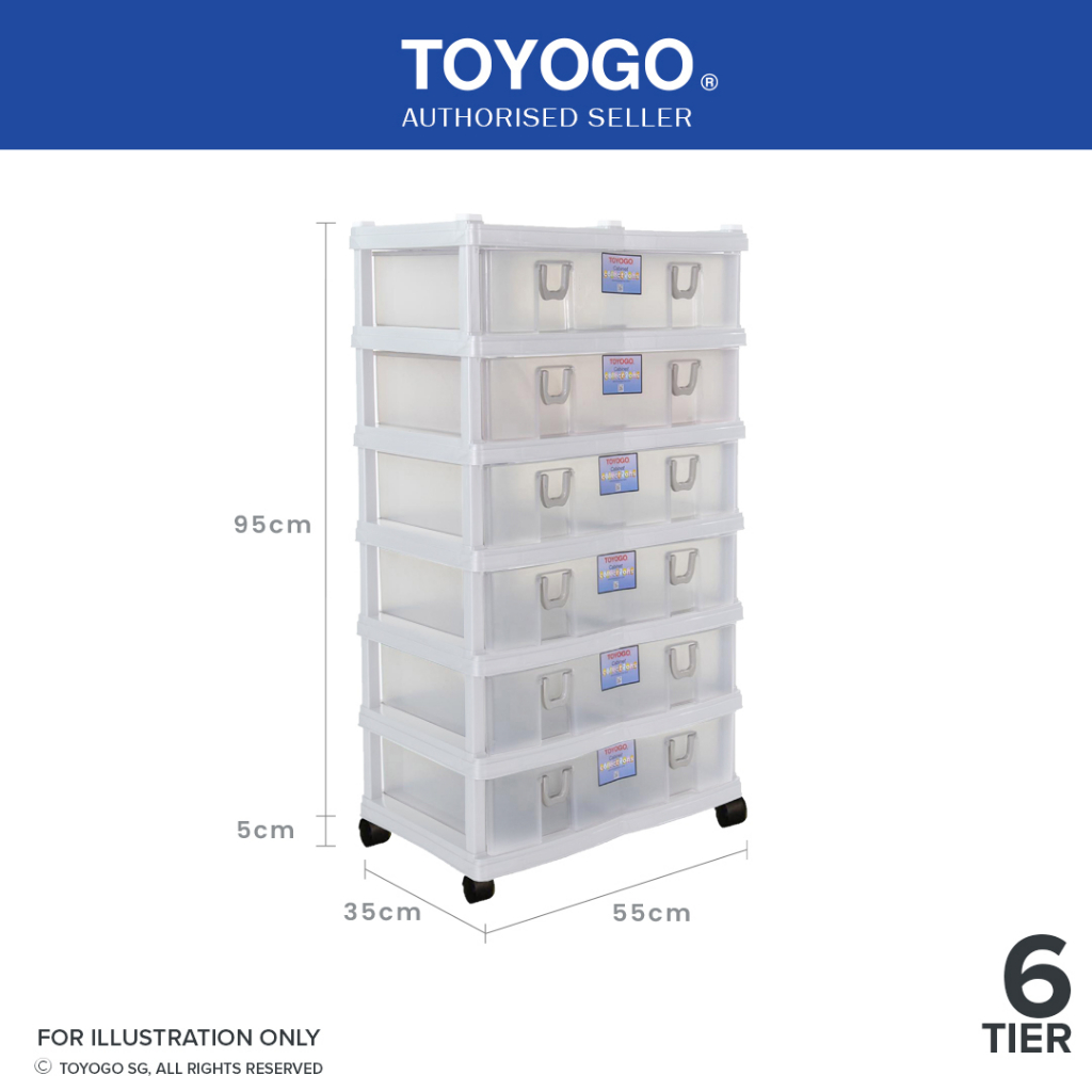Toyogo 9026 Plastic Storage / Drawer With Wheels (6 Tier