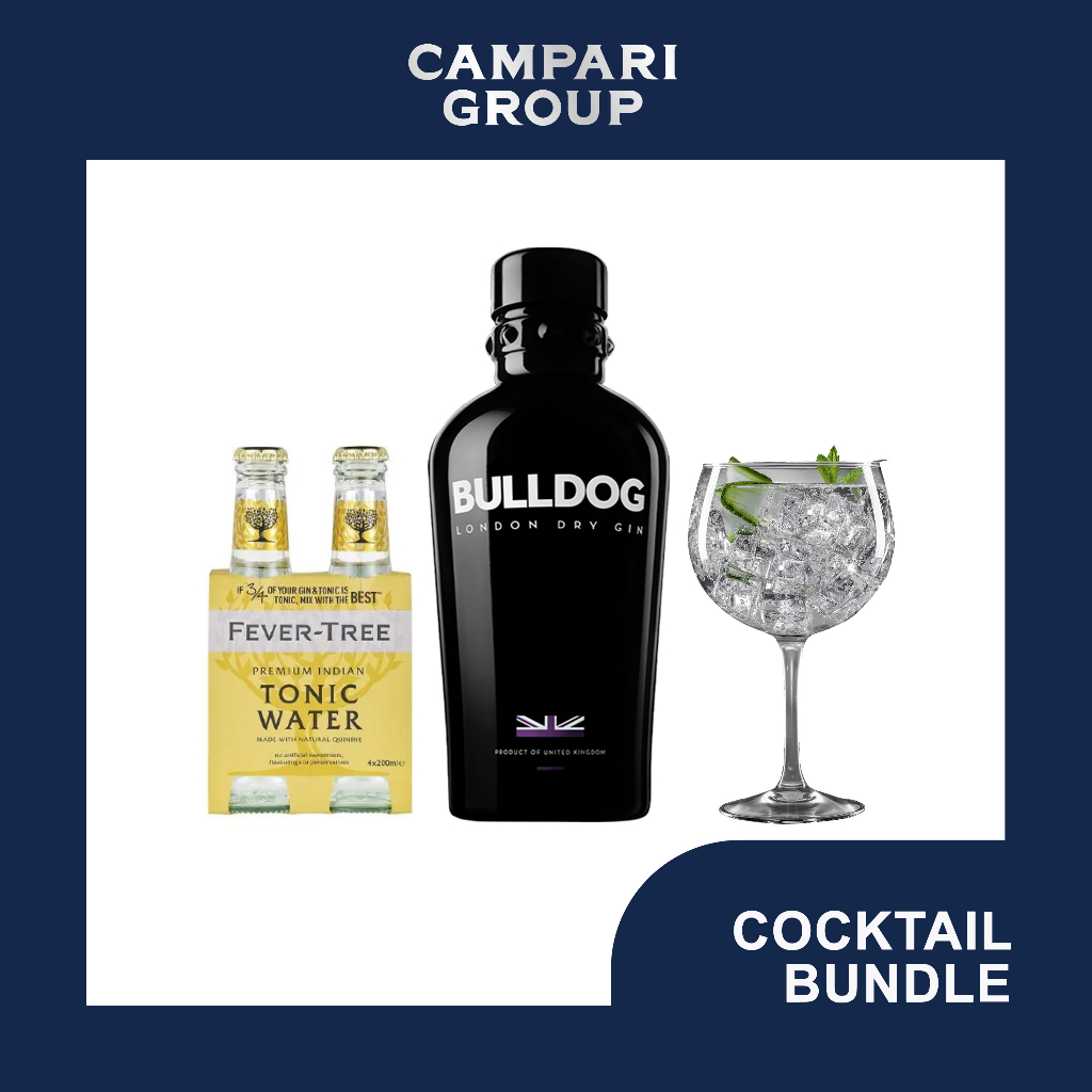 Gin and Tonic Cocktail Bulldog London Dry Gin 750ml, Indian Tonic