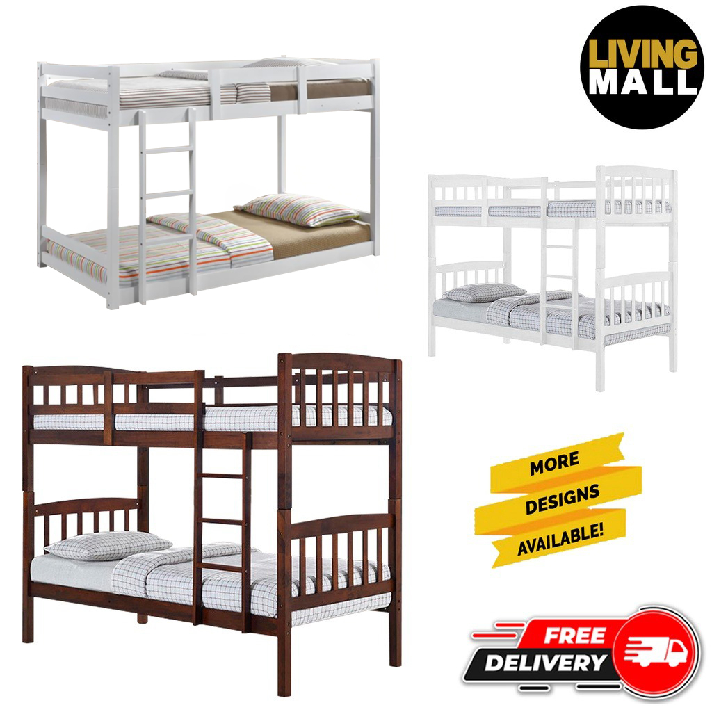 Living Mall MOTTY Wooden Double Decker Bunk Bed In 8 Designs