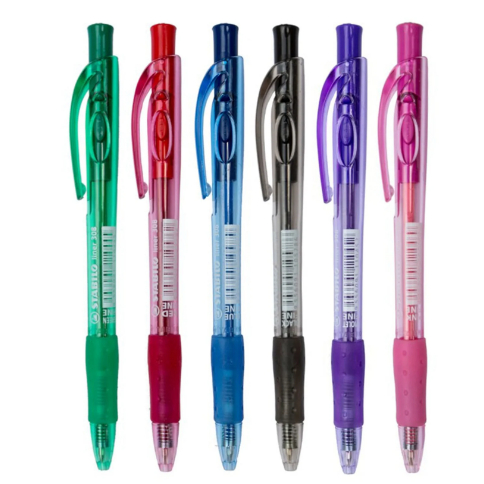 STABILO liner 308 Retractable Ballpoint pen with rubber grip Box of 10 ...