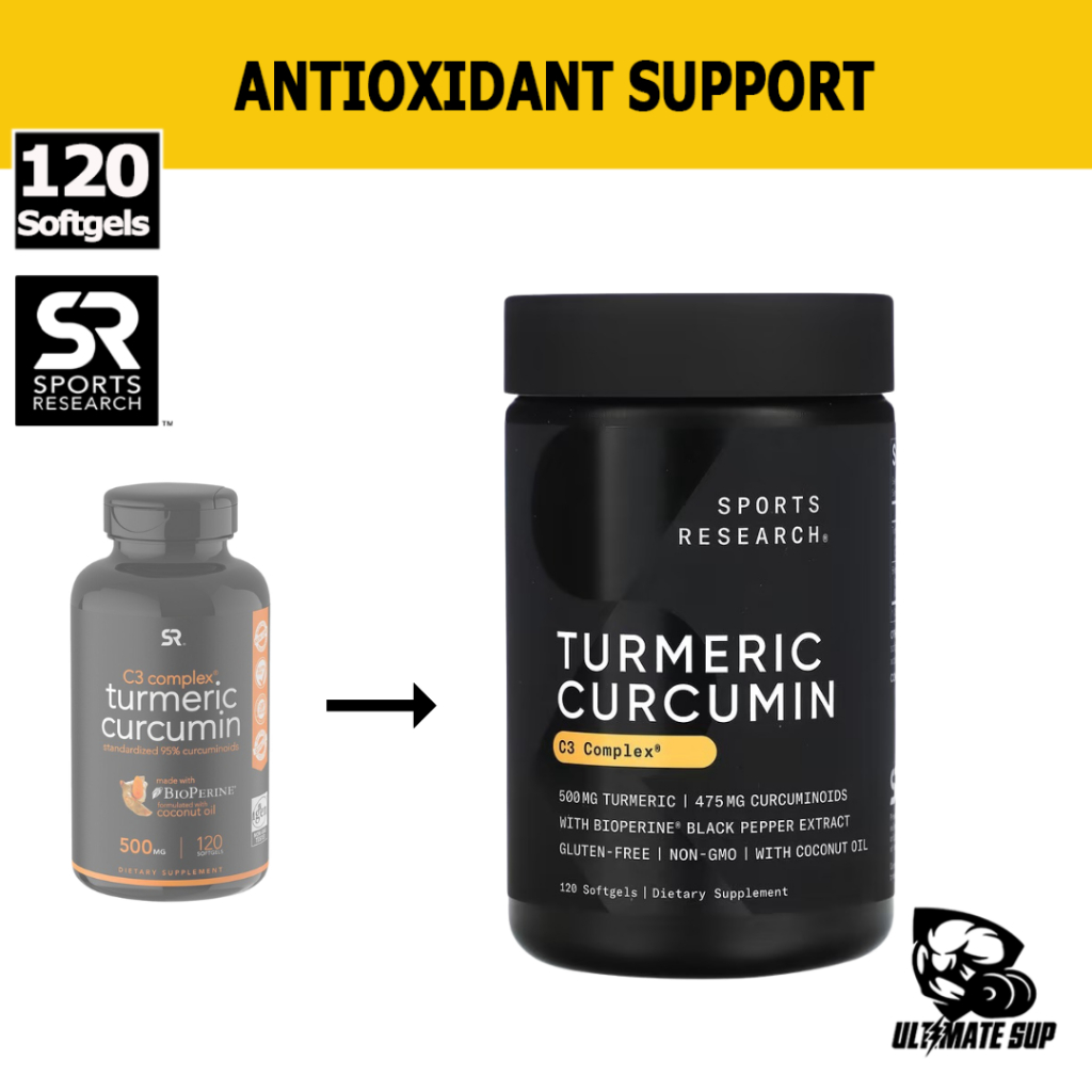 Sports Research Turmeric Curcumin C3 Complex 500mg Made With Bioperine Provide Anti