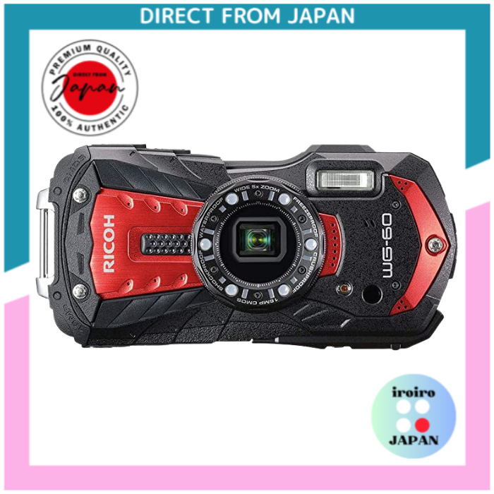 Direct from Japan RICOH WG-60 Red Full-Scale Waterproof Digital Camera 14  Meter Water Resistant Shockproof Dustproof Cold Resistant 16 Million Pixels  Equipped with Underwater Mermaid Mode Equipped with 