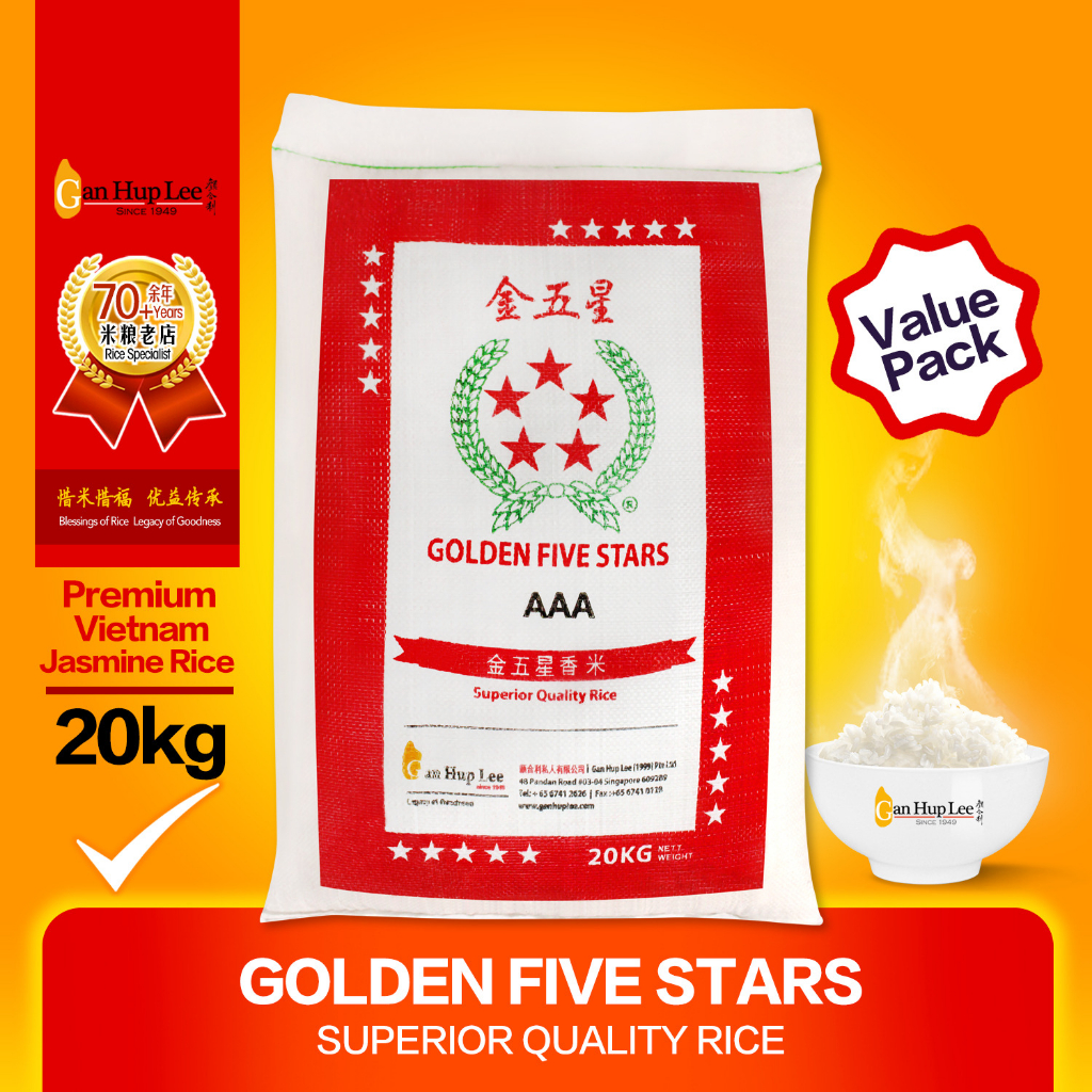 Golden 5 Stars Superior Quality Rice 20kg (Value Pack) | Shopee Singapore