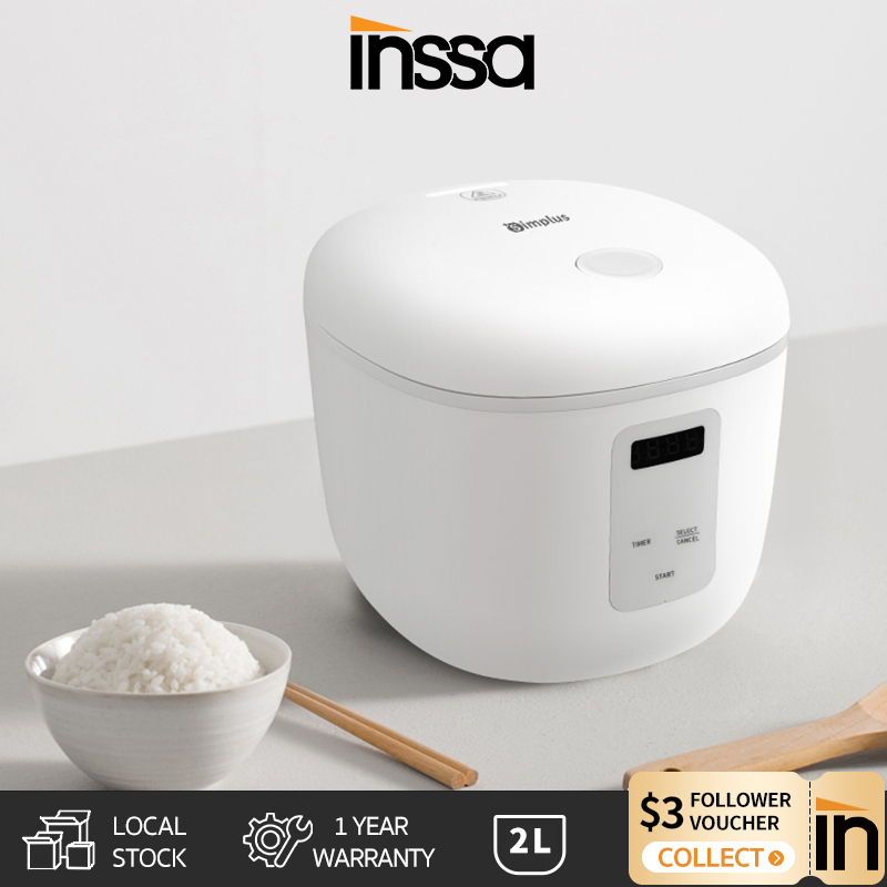 INSSA Electric Rice Cooker 2L Digital Automatic Slow Cooker 400w 24h