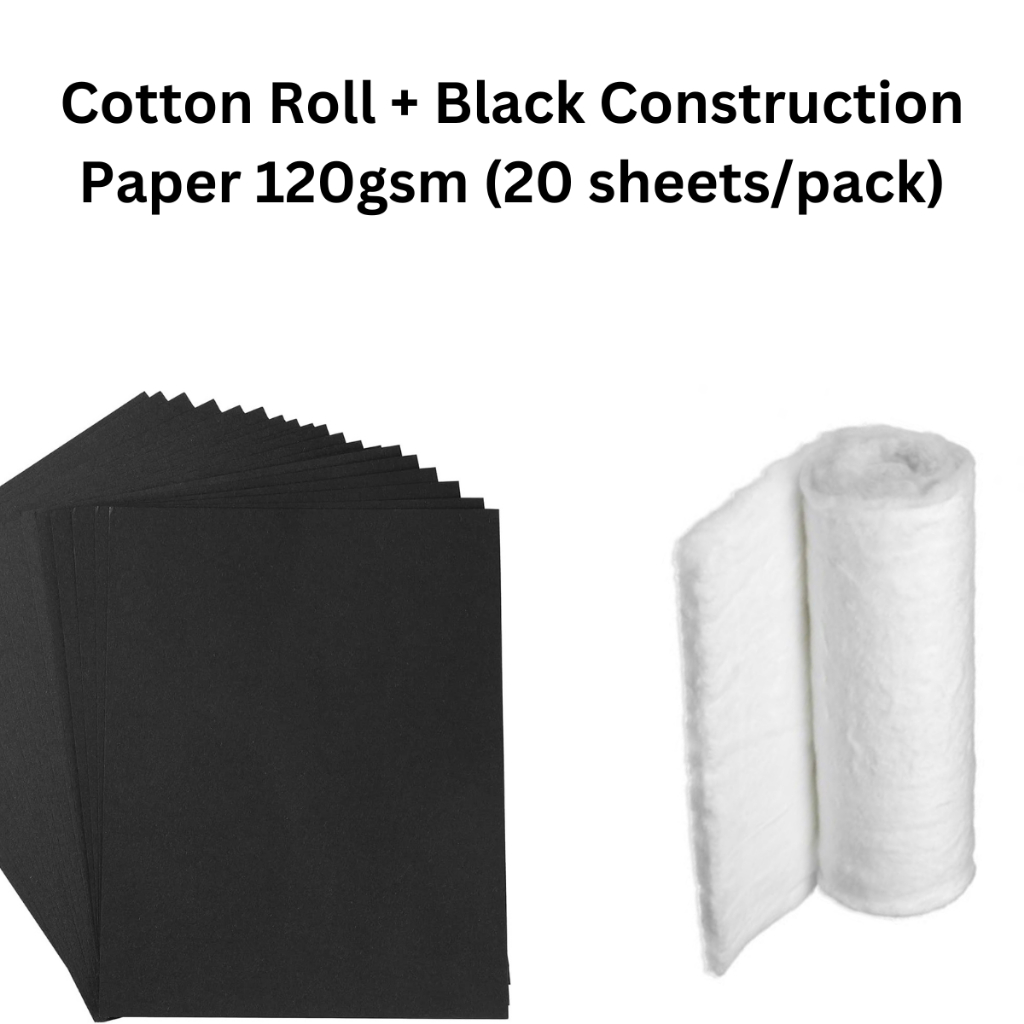 Cotton Roll + Black Construction Paper 120gsm (20 sheets/pack) Shopee