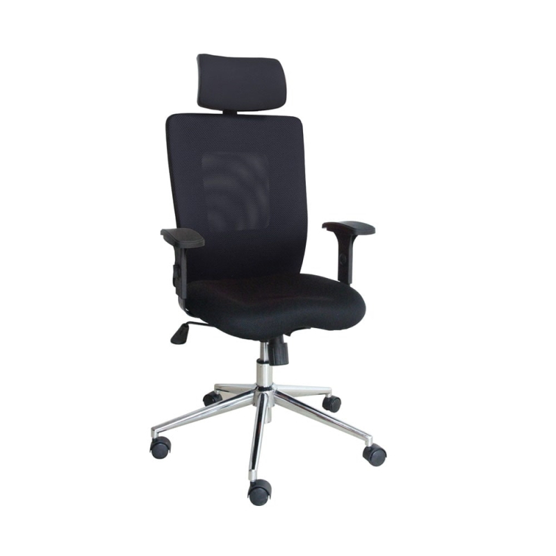 VHIVE Lido Office Chair Grade) (Black High Back Fabric Mesh Seat, Metal Base