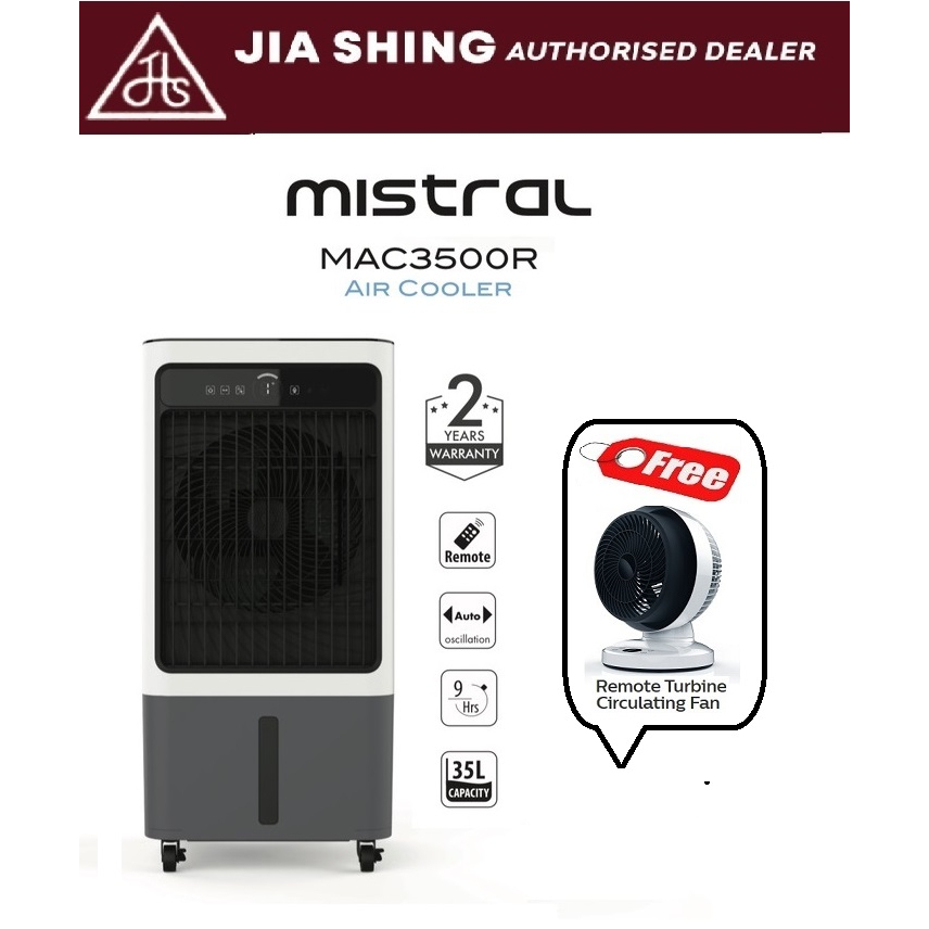 Mistral 35L Air Cooler MAC3500R (FREE 8" VELOCITY FAN) Shopee Singapore