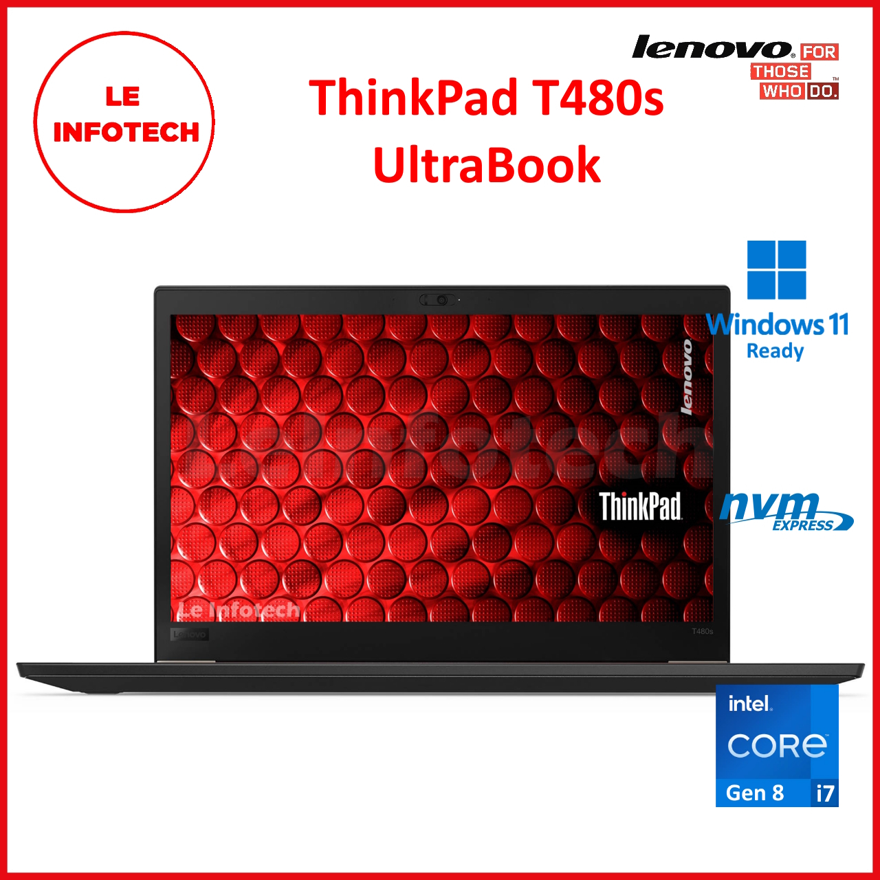 Lenovo ThinkPad T480s 14” Laptop Intel Core i7 RAM 8/24GB 256GB-1TB SSD HDMI USB-C TB3 WebCam Win 11 Used