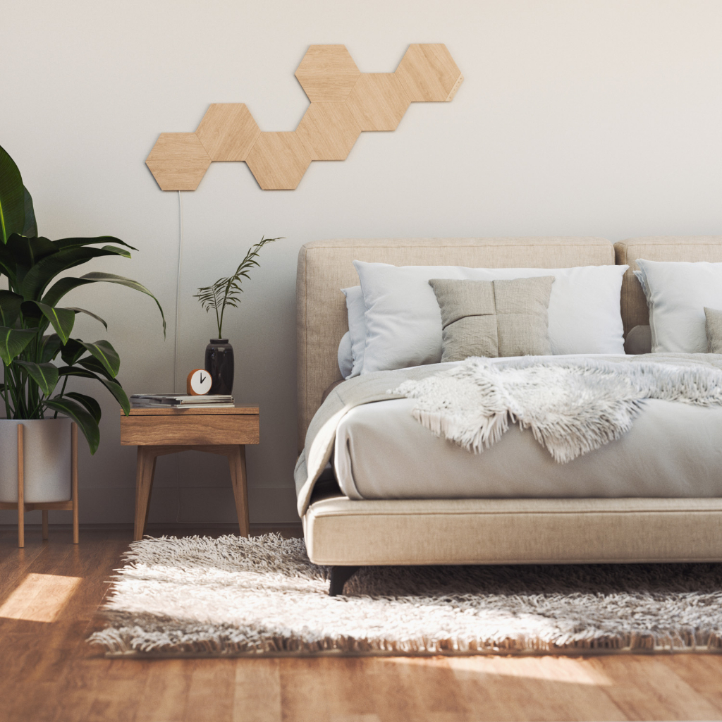 Nanoleaf Elements Wood Look Hexagons Smart Light Smarter Kit (7 panels ...