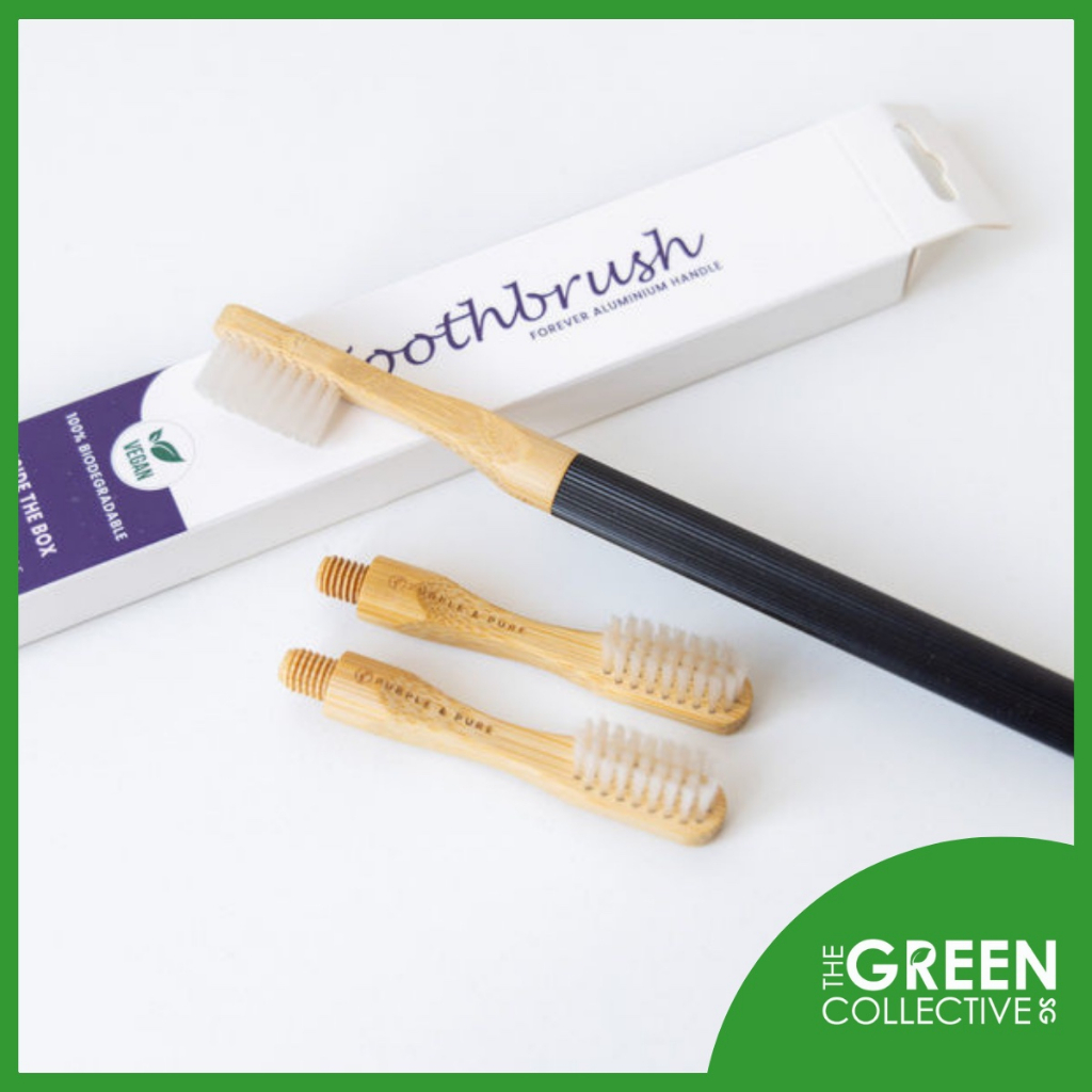 Replaceable Bamboo Toothbrush Aluminum Handle – Plant Based Bristles ...