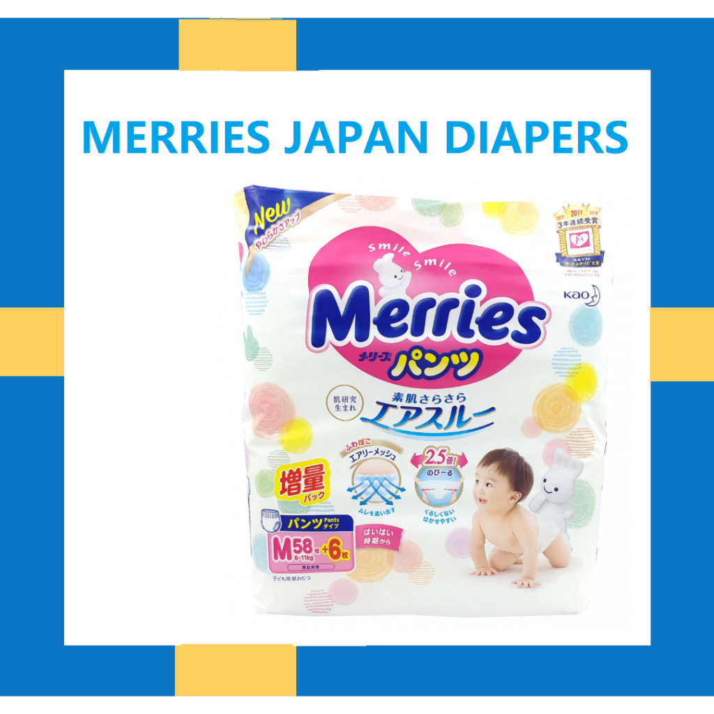 Merries Diapers Japan Tape Pants Disposable Newborn S M L XL 2XL XXL